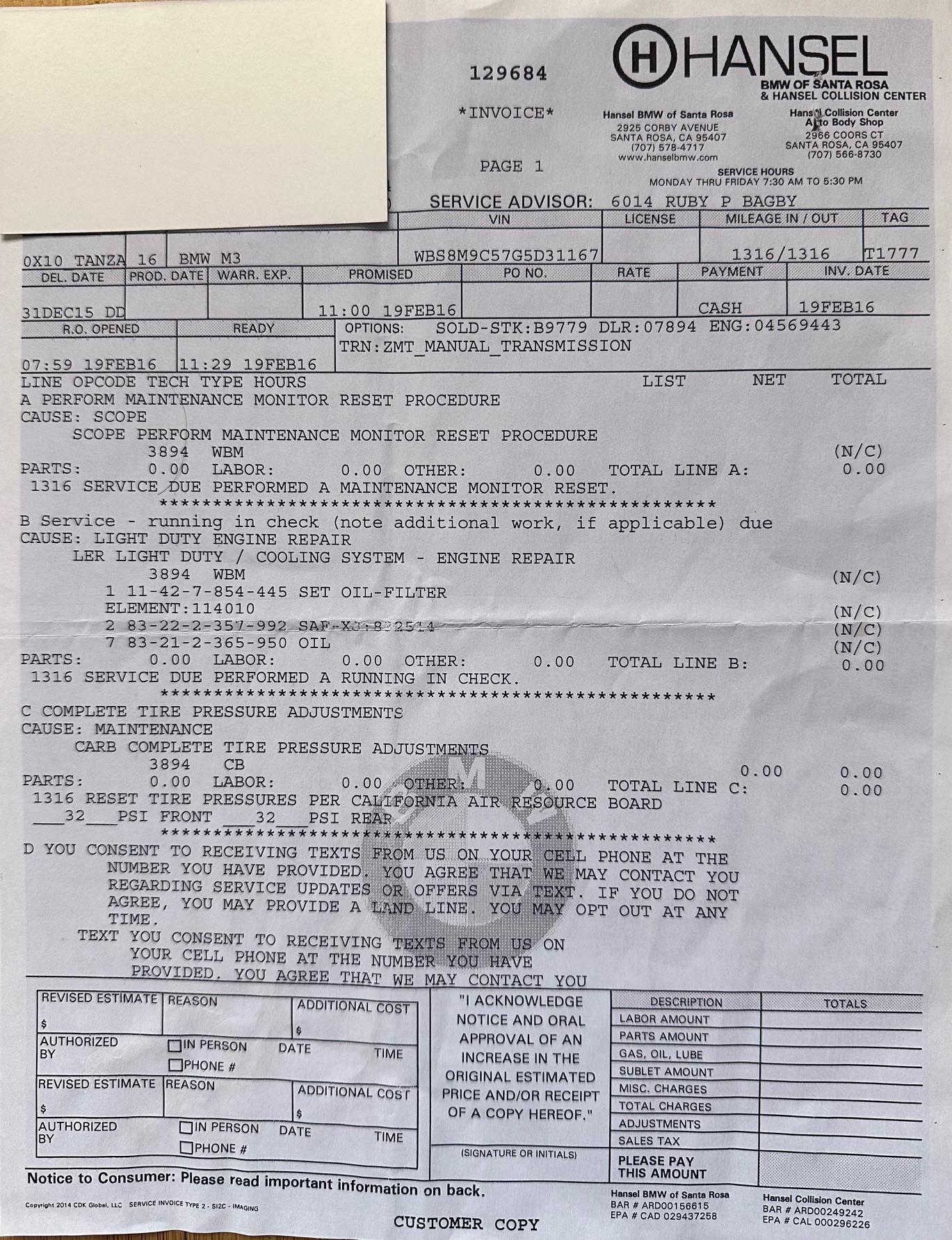 35k-Mile 2016 BMW M3 6-Speed