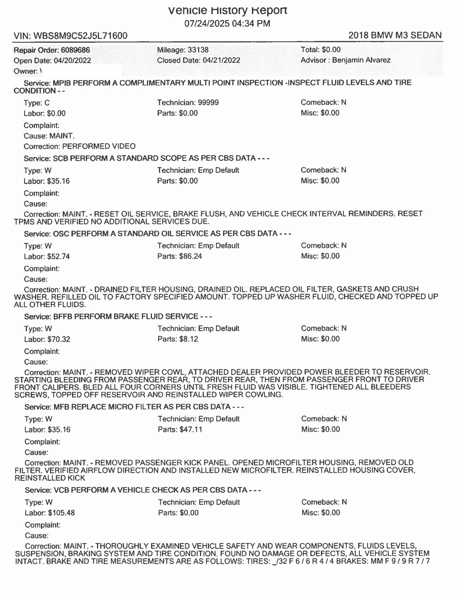 33k-Mile 2018 BMW M3 Competition Package 6-Speed