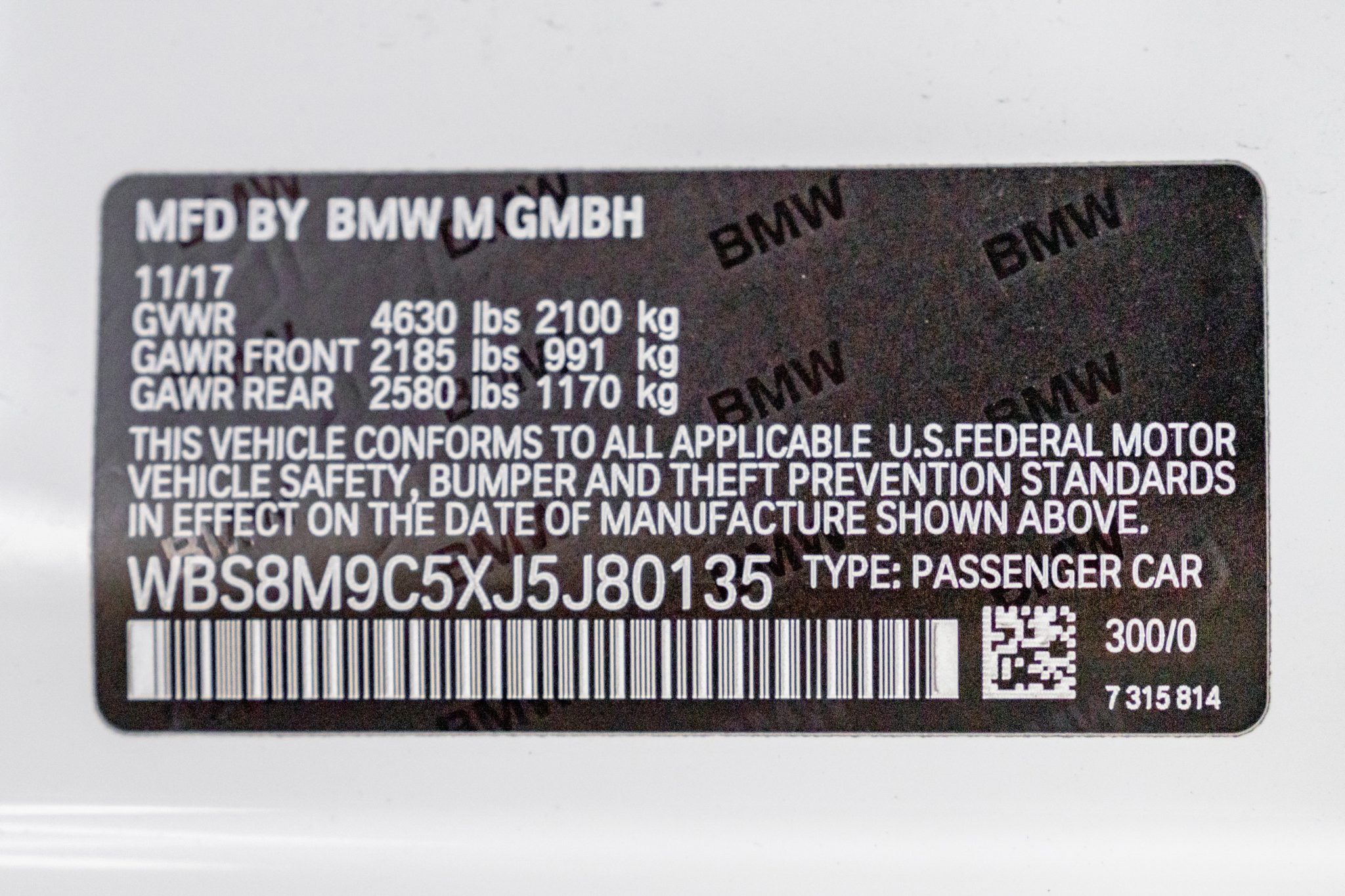 32k-Mile 2018 BMW M3 Competition Package 6-Speed