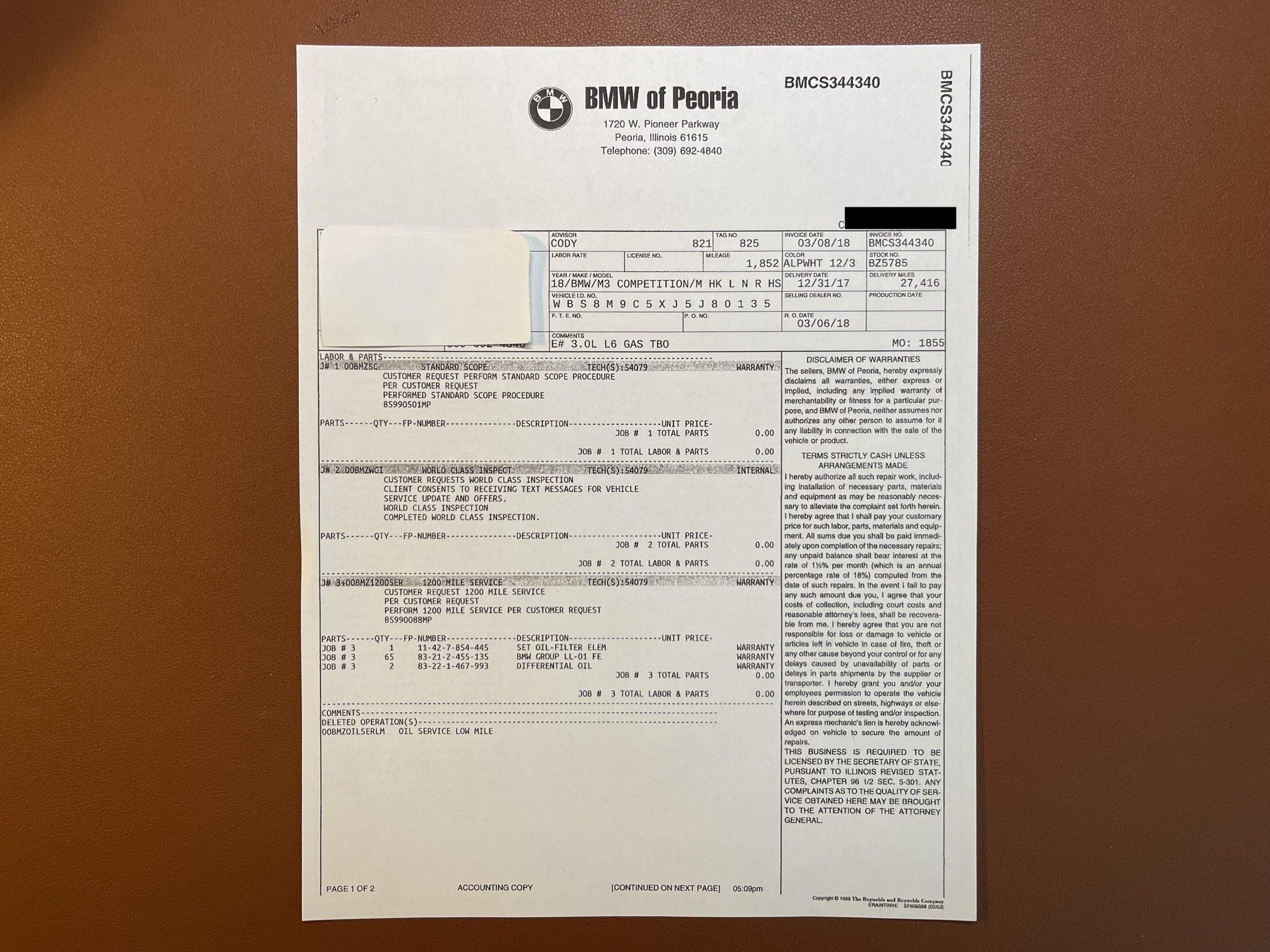 32k-Mile 2018 BMW M3 Competition Package 6-Speed