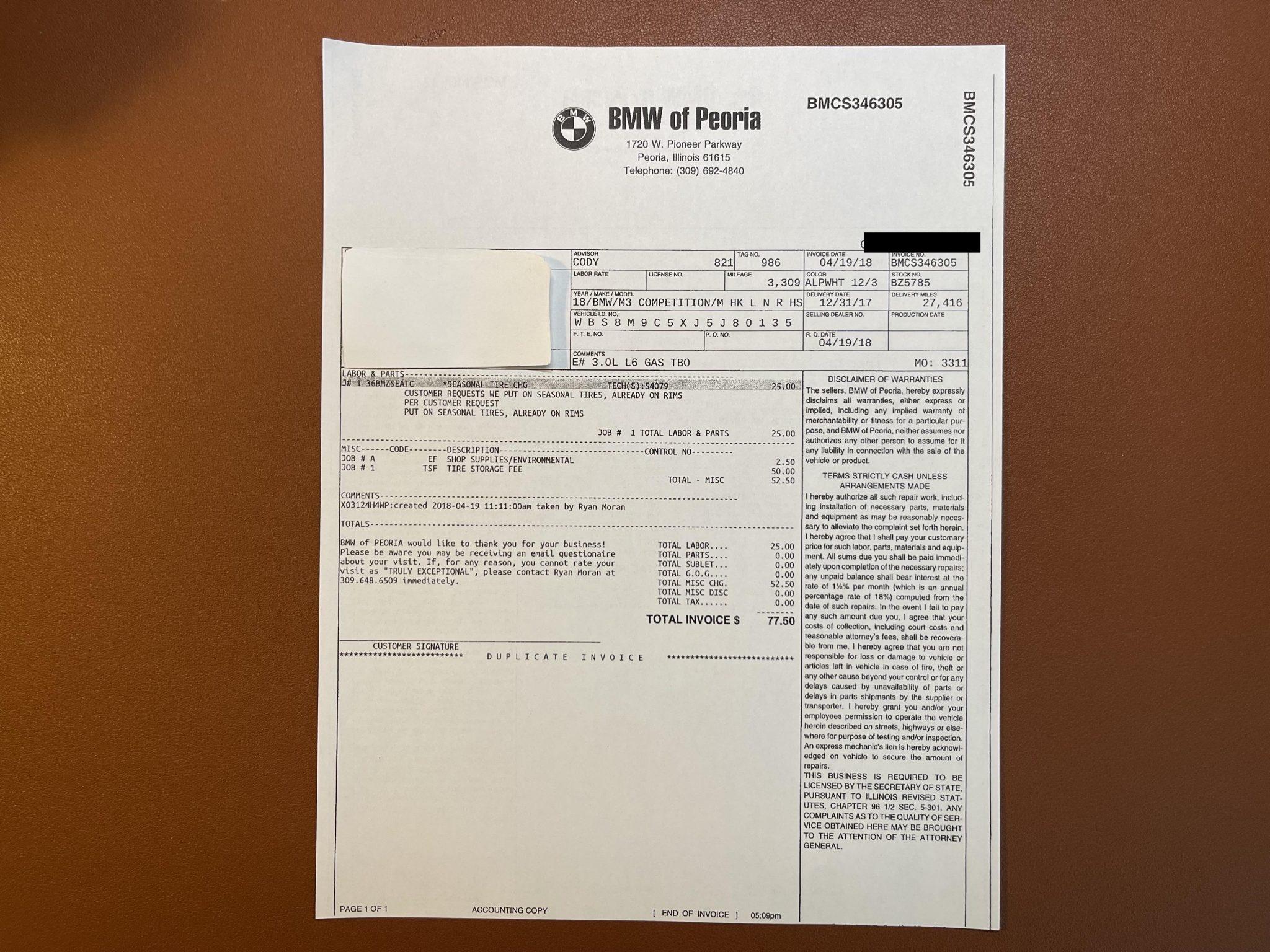 32k-Mile 2018 BMW M3 Competition Package 6-Speed