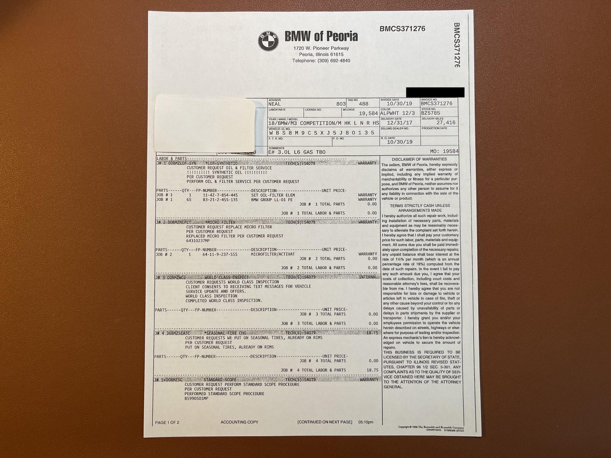 32k-Mile 2018 BMW M3 Competition Package 6-Speed